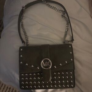 Michael Kors Green Studded Shoulder Bag
